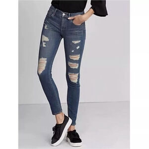 Express 4 S Super Skinny Mid Rise Medium Wash Performance Stretch Legging Jeans